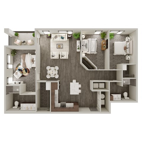 Floor plan for 3 beds, 2 baths, 1390 sqft